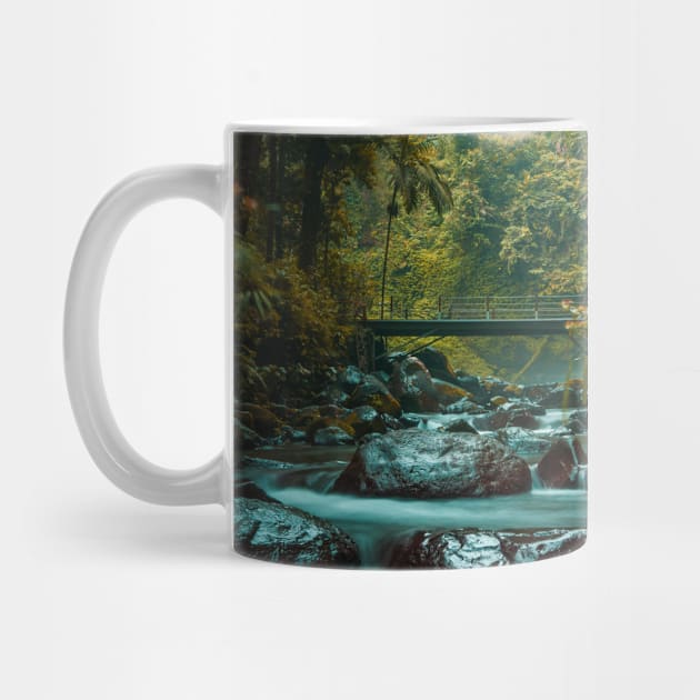 Tropic Waterfall on a Rocky River in Rain Forest by 13Lines Art